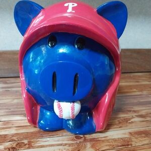 Vintage Philadelphia Phillies Blue and Red Piggy Bank